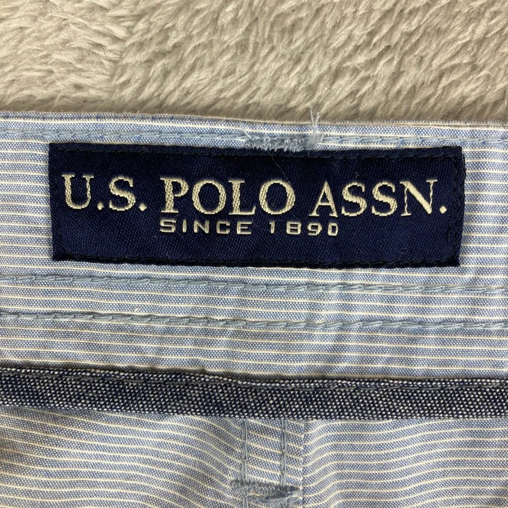U.S. Polo Assn. Men's Shorts Blue White Striped Casual Chino Style‎ Size 42